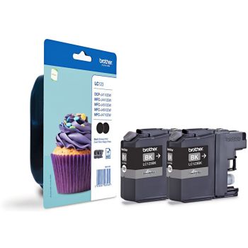 Brother LC123BKBP2 Black Ink Cartridge Twin Pack (2x 600 pages*)