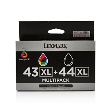 Lexmark 80D2966 TwinPack #44XL, 43XL Black and Colour Ink Cartridges 0080D2966