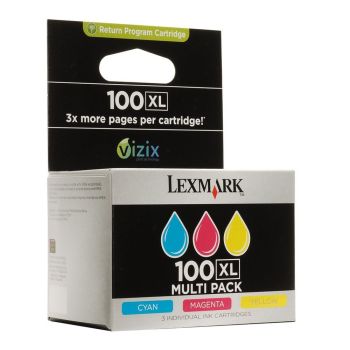 Lexmark 14N0850 100XL CMY Ink Cartridge Combo-Pack (600 pages* each) 014N0850