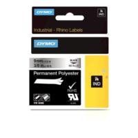 DYMO Rhino 18485 - 9mm x 5.5m - Black on Metallic Permanent Polyester Tape