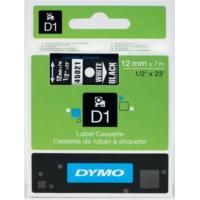 DYMO D1 45021 - 12mm x 7m - White on Black Tape