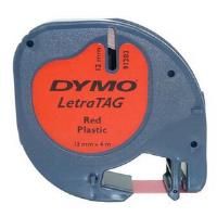 DYMO S0721630 12mm x 4m - Black on Red Plastic Tape