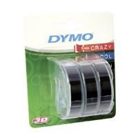 DYMO S0847730 9mm x 3m - White on Black Tape (3 rolls)