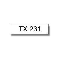 Brother TX231 12mm x 15m Black on White Gloss Tape