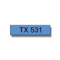 Brother TX531 12mm x 15m Black on Blue Gloss Tape