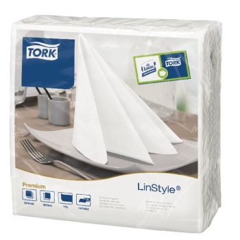 Tork LinStyle Dinner Napkins 4 Fold White (Pack of 50) 478711