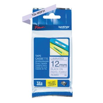 Brother 12mm TZeMQF31 Black on Purple Tape (4 Meters) TZeMQF31