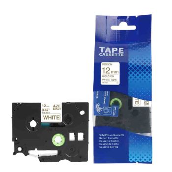 Compatible Brother TZeR234 12mm x 4m Gold On White Tape CP-TZeR234