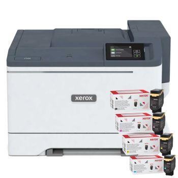 Xerox C320 A4 Colour Laser Printer + Original Xerox CMYK Toner Bundle