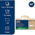 Tork W7 White Folded Heavy Duty Cleaning Cloths Roll in Handy-Box 64m image 2