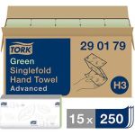 Tork Advanced H3 Green Single-Fold Paper Towel Pack (Pack of 15) image 1
