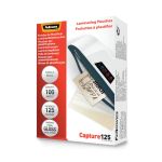 Fellowes 54x86mm Capture Gloss Laminating Pouches 250 Micron (Pack of 100) 53063 image 1