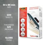 Fellowes 54x86mm Capture Gloss Laminating Pouches 250 Micron (Pack of 100) 53063 image 2