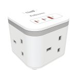 Fellowes Power Cube Type G UK/IE 3 Sockets 1 USB-A + 2 USB-C Ports White 100137166 image 1