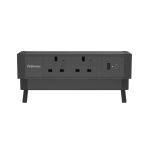 Fellowes Power Desk 2 Type G UK/IE 2 Sockets 1 USB-A + 1 USB-C Port Black 100136987 image 4