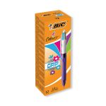 Bic 4 Colour Grip Fashion Retractable Ballpoint Pen (Pack of 12) 8922901 image 1