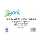 2Work Facial Tissue Cube Box 70 Sheets 2-Ply (Pack of 24) CPD13550 image 2