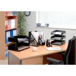 5 Star Office Desk Tidy with Variable Sized 6 Compartment Tubes Black image 2