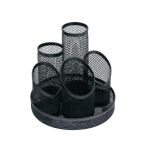 5 Star Office Desk Tidy Wire Mesh Scratch Resistant Non-Marking Base 5 Compartment Black image 1