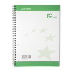 5 Star Spiral Pad Ruled Recycled Margin Perforated 4 Holes 100pp A4+ Green/White (Pack of 10) image 1