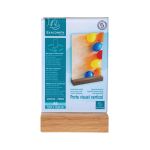 Exacompta Portrait Stand Up Sign Holder A6 with Wood Base 86258D image 1