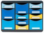Exacompta Bee Blue Store Box Recycled 11 Drawers Assorted 3137202D image 1