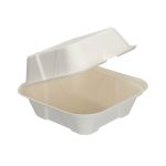 Go-Pak Bagasse Burger Box Square 6 Inch White (Pack of 500) D06001 image 1