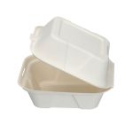 Go-Pak Bagasse Burger Box Square 6 Inch White (Pack of 500) D06001 image 2