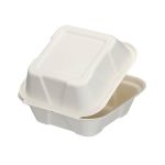 Go-Pak Bagasse Burger Box Square 6 Inch White (Pack of 500) D06001 image 3