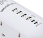 Connekt Gear 2m Desktop 6 Way Surge Protector With 4 USB-A and 2 USB-C 65W 27-6020S/USB image 2