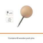 Nobo Noticeboard Wooden Push Pin (Pack of 40) 1915709 image 4