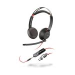 Poly Blackwire 5220 Stereo USB-C Headset +3.5mm Plug +USB-C/A Adapter Black 8X231AA image 1