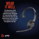 Poly Blackwire 5210 Monaural USB-C/A +3.5mm Headset Bulk 8X230A6 image 5