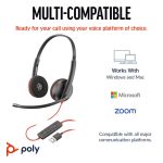 Poly Blackwire 3220 Stereo USB-C Black Headset +USB-C/A Adapter Bulk 8X2J9A6 image 6