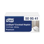 Tork Linstyle Cocktail Napkin White 4 Fold (Pack of 100) 509541 image 1