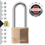Master Lock 40mm Brass Padlock with 2 Keys Long Shackle 140EURDLH image 3