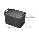 Strata Large Urban Store Basket with Lid 24L Charcoal Grey XW124-CHA-VW image 2