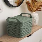 Strata Medium Urban Store Basket with Lid 14L Green XW123-LPG-VW image 3