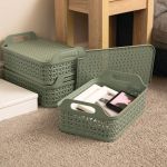 Strata Shallow Basket with Lid 12L Green XW132-LPG-VW image 5