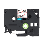 Compatible Brother TZeMPVA31 12mm Black on Red Heart/White Tape (4 Meters)