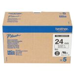 Brother HGE251V5 24mm Black On White Tape (5 Pack) 