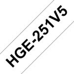Brother HGE251V5 24mm Black On White Tape (5 Pack) 