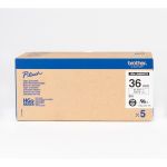 Brother HG-261V5 36mm Black On White Tape (5 pack) HG261V5