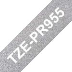 Brother 24mm TZEPR955 White on Premium Silver Tape (8m)
