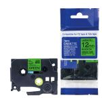 Compatible Brother TZED31 12mm Black on Fluorescent Green Tape