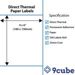 Compatible 6x4" 100x150mm Direct Thermal Label (300 Labels Per Roll)