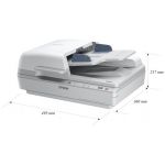 Epson WorkForce DS-7500 A4 Flatbed Scanner with ADF size guide