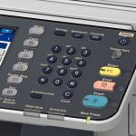 Oki MC760dnfax A4 Colour LED MFP with Fax screen keyboard close up