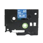 Compatible Brother TZe555 24mm Gloss White On Blue Tape
