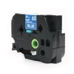Compatible Brother TZe555 24mm Gloss White On Blue Tape